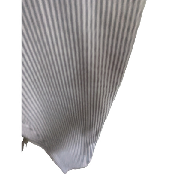 Jones New York Womens 12 Gray White Pants Vertical Stripes Cropped Eye Hook - Picture 10 of 13